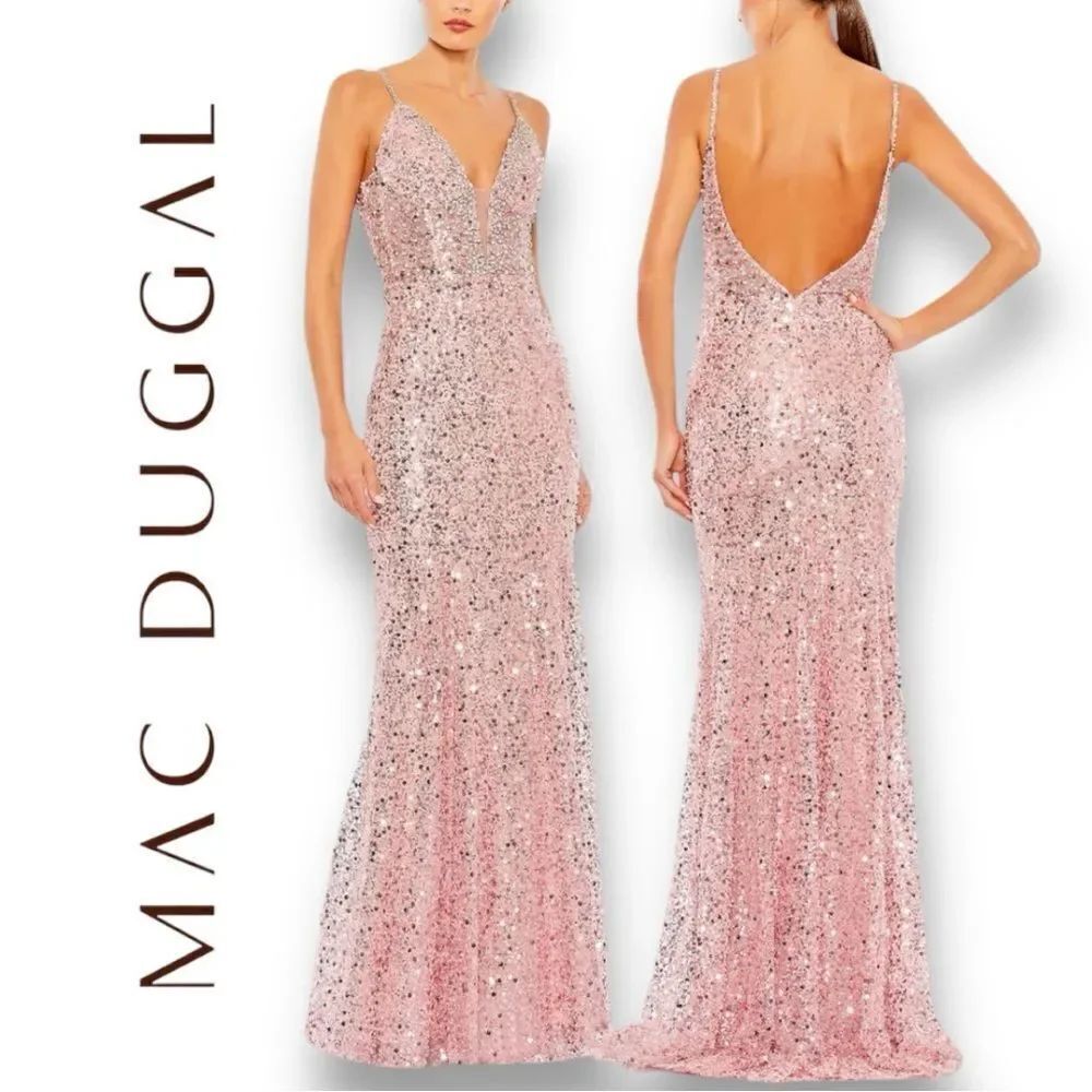 MAC DUGGAL Womenβs Embellished Plunge Neck Sleeveless Trumpet Gown in the Sizeβ4